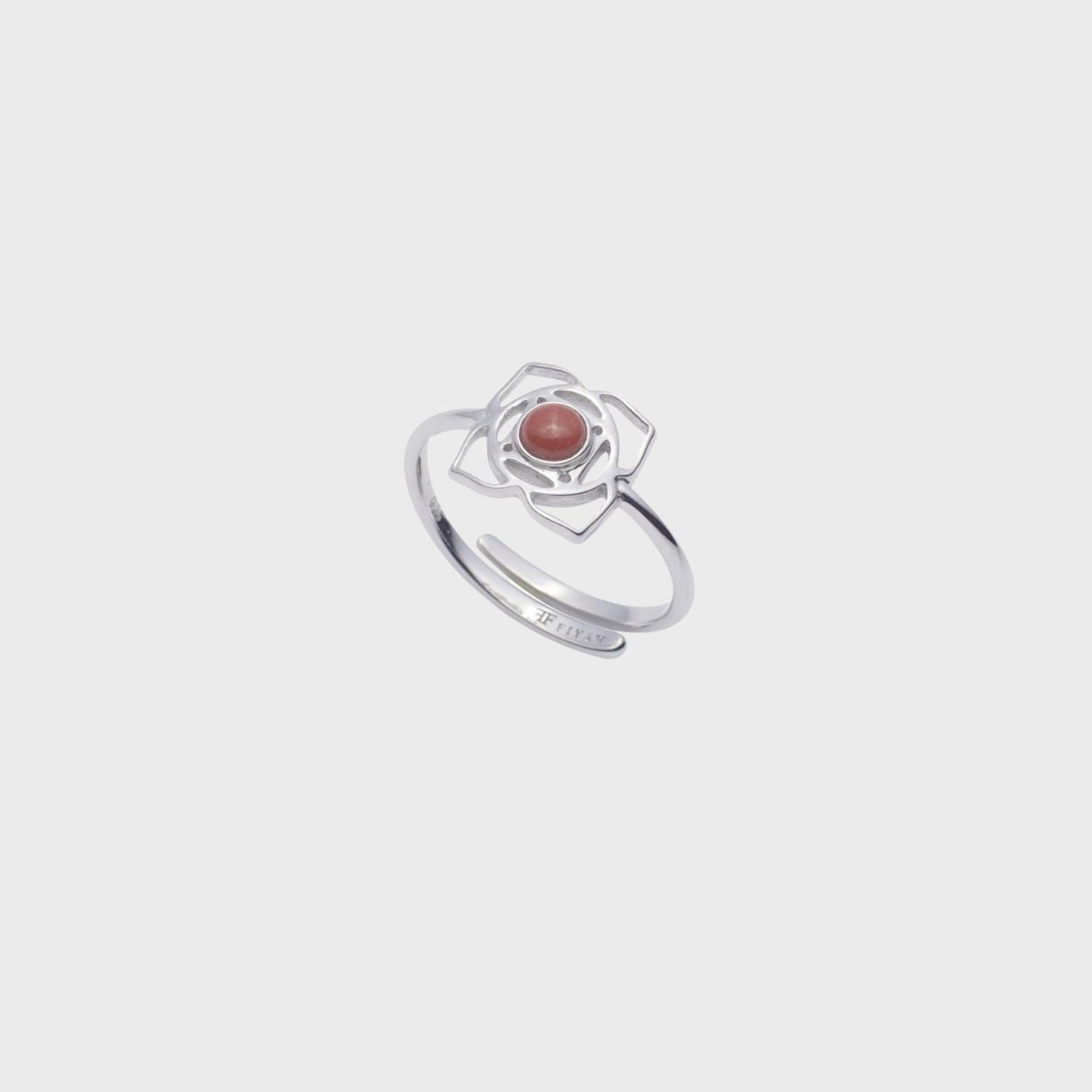 Adjustable Silver & Red Jasper Root Chakra Ring