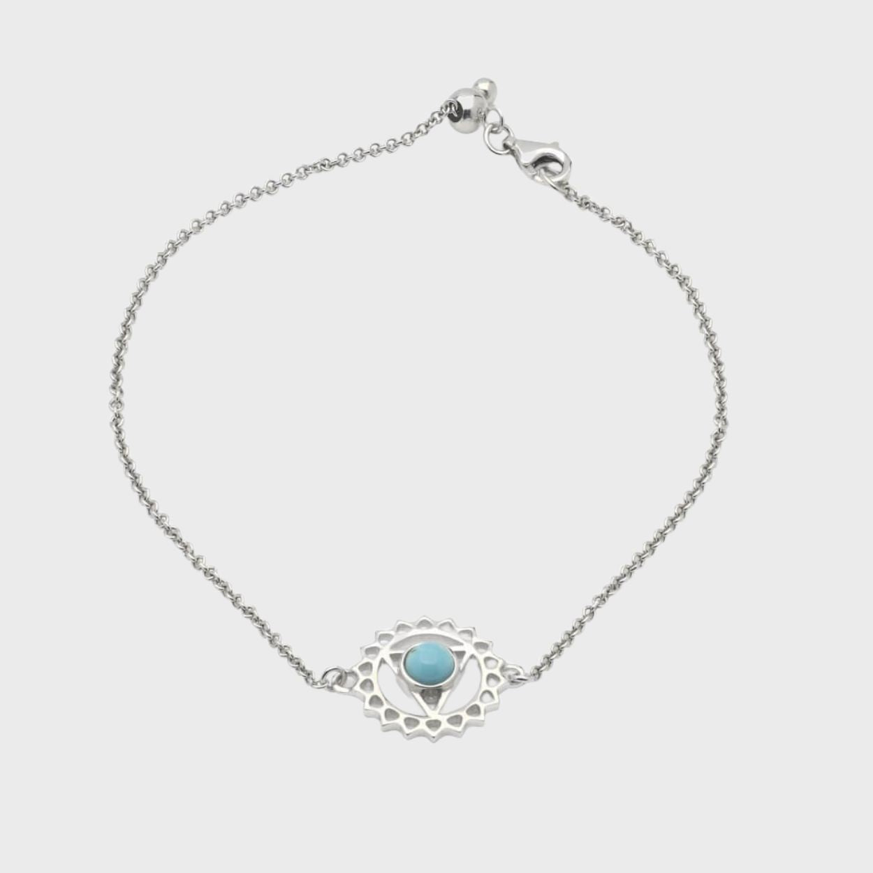 Silver & Throat Chakra Bracelet