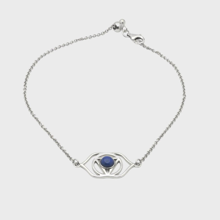 Silver & Lapiz Lazuli Third Eye Chakra Bracelet