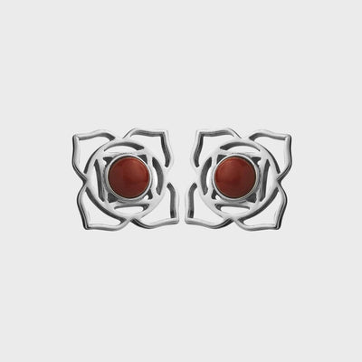 Silver & Red Jasper Root Chakra Stud Earrings