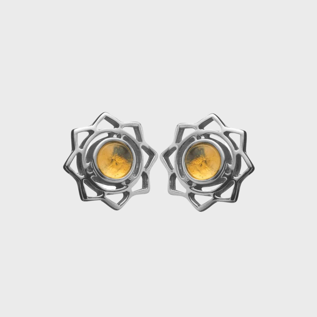 Silver & Citrine Solar Plexus Chakra Stud Earrings