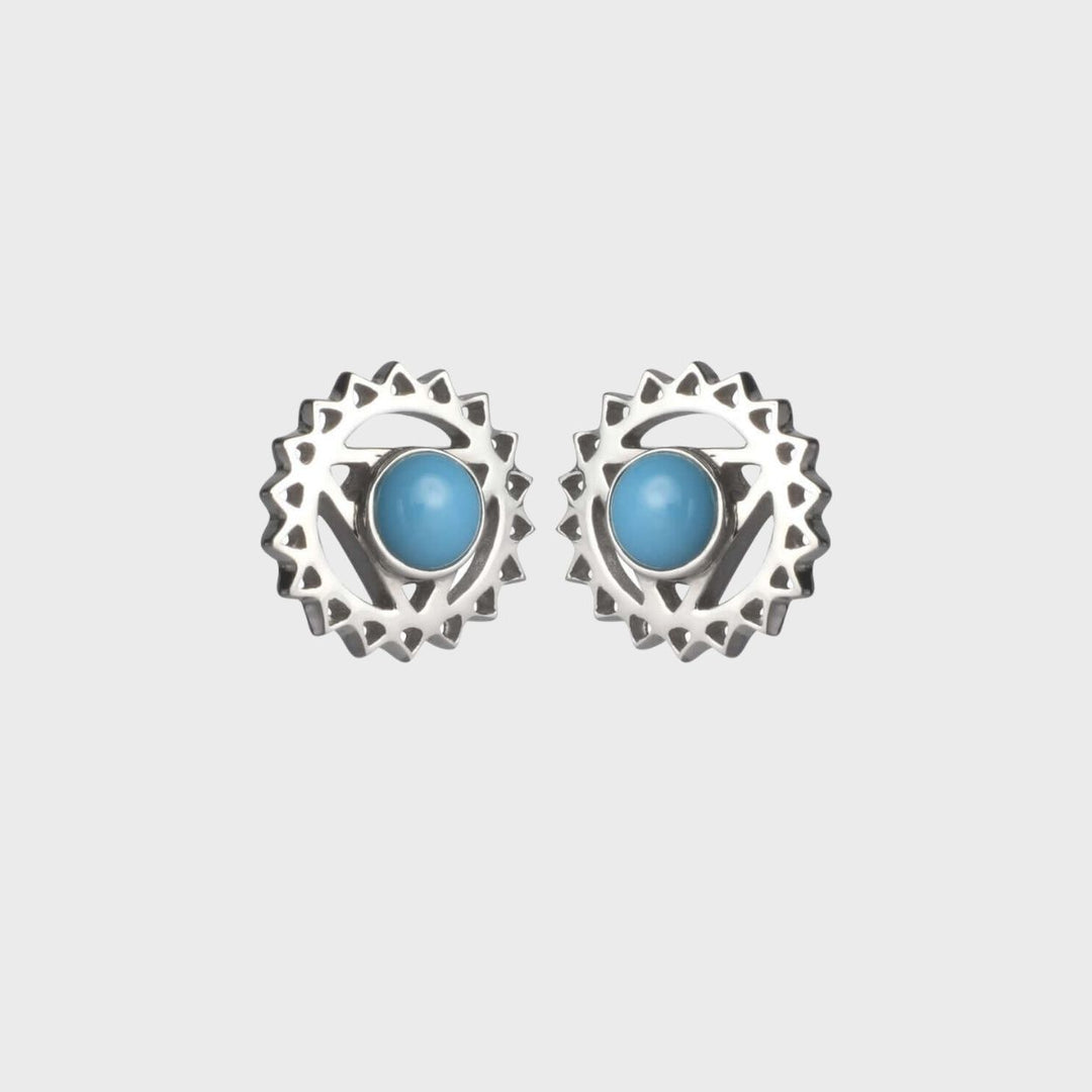 Silver & Turquoise Throat Chakra Stud Earrings