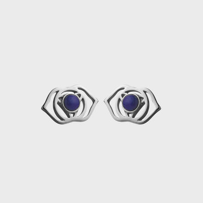 Silver & Lapiz Lazuli Third Eye Chakra Stud Earrings