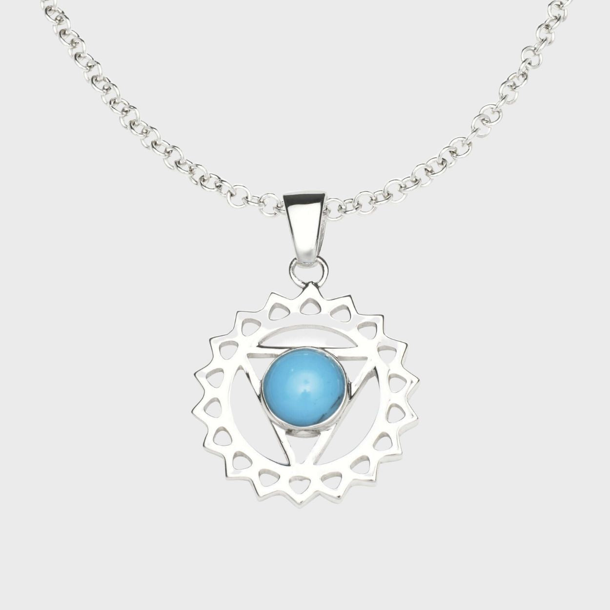 Silver & Throat Chakra Necklace