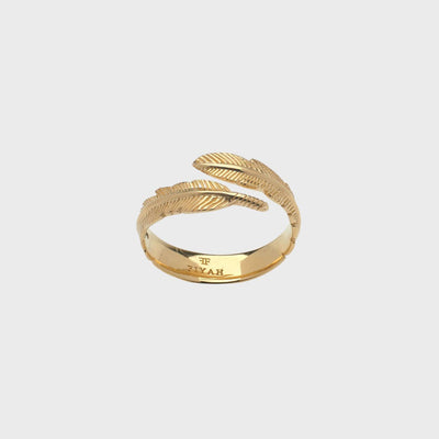 14ct Yellow Gold Adjustable Plume Ring