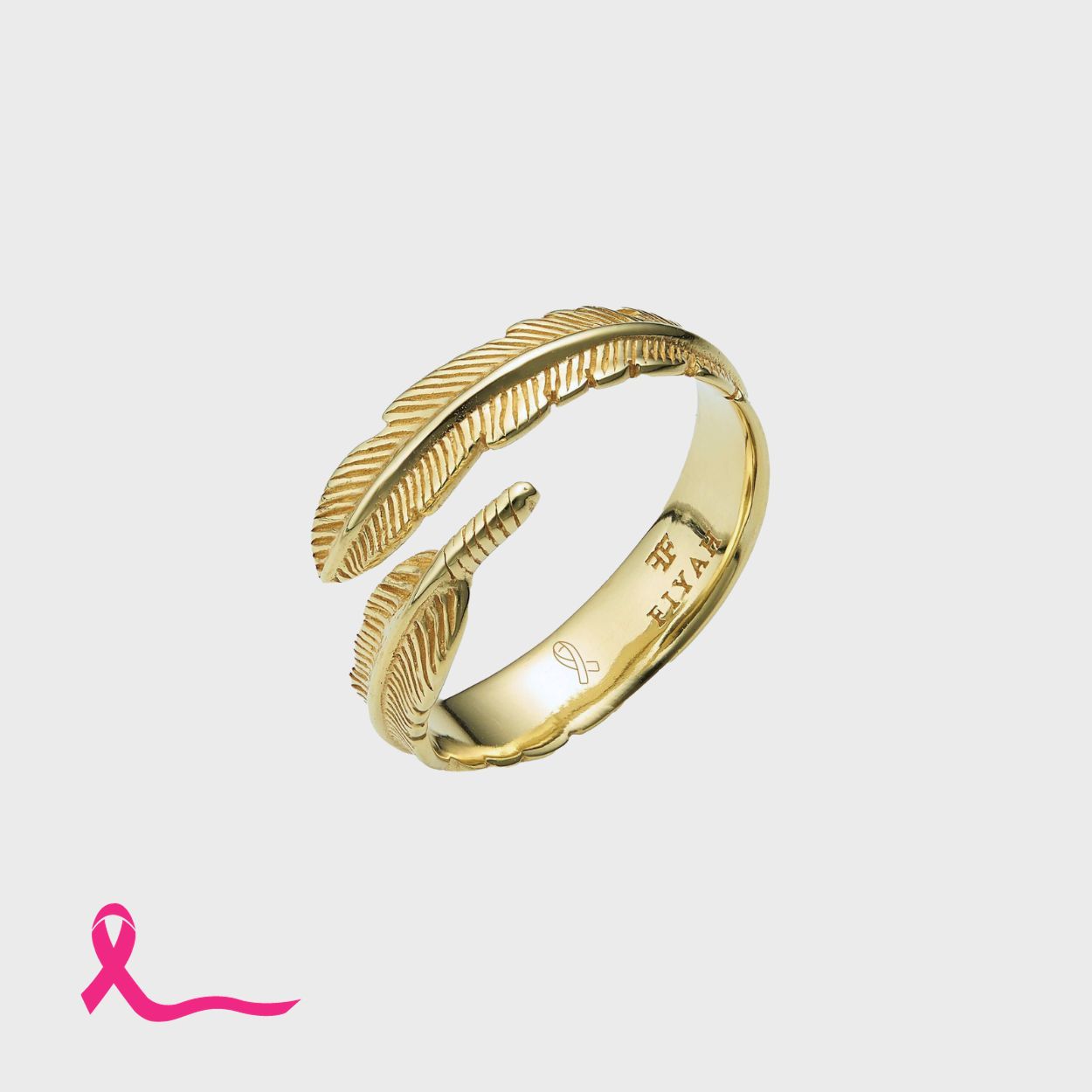Adjustable Plume Ring - Breast Cancer Awareness