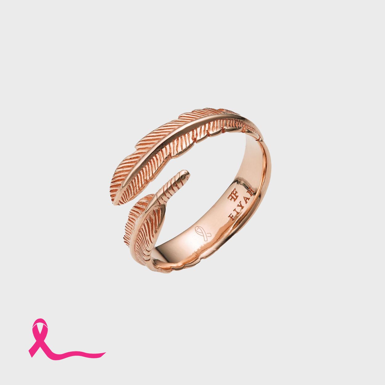 Adjustable Plume Ring - Breast Cancer Awareness