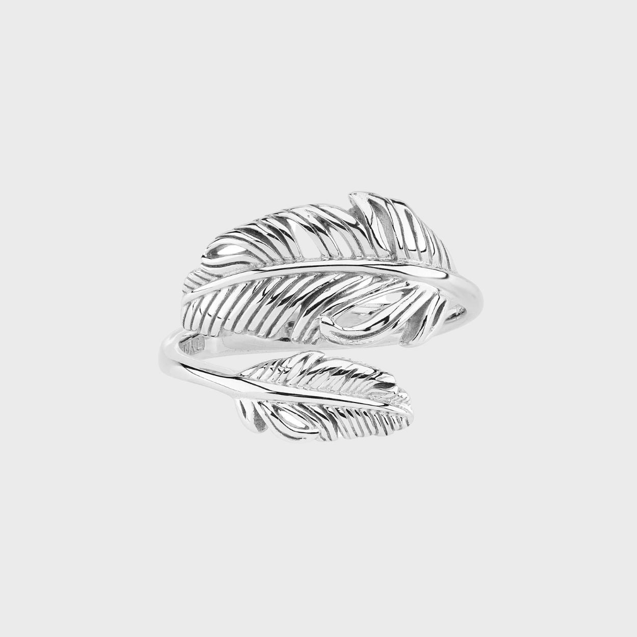 Adjustable Silver Comfort Feather Ring