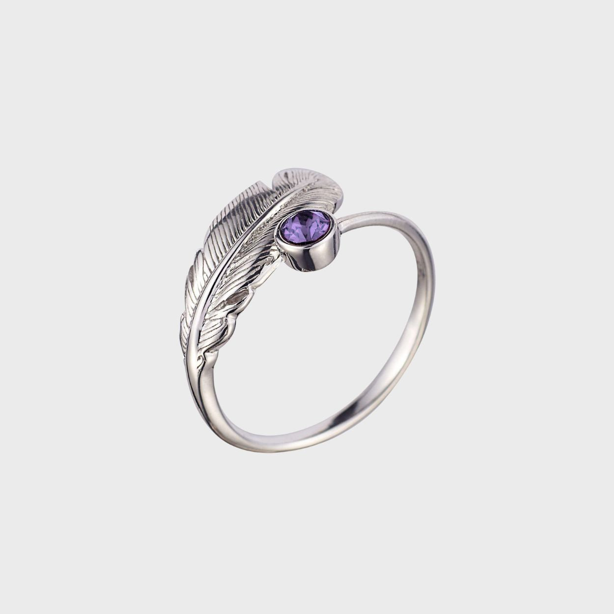 Adjustable Crystal Feather Ring