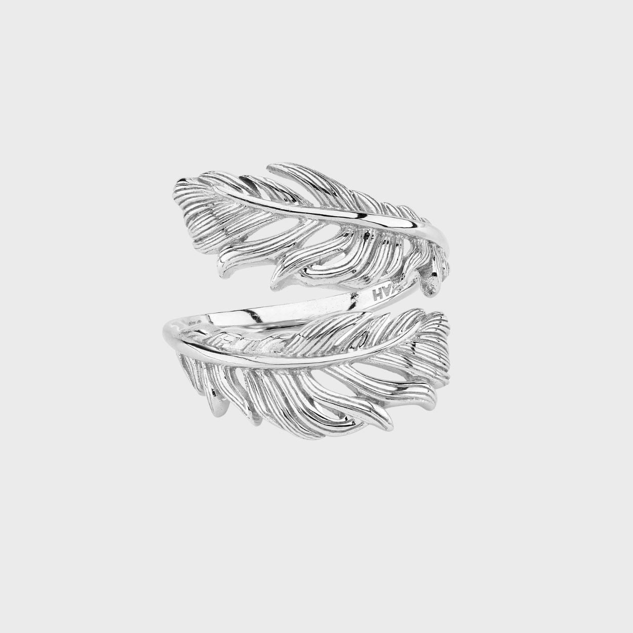 Adjustable Silver Floating Feather Ring