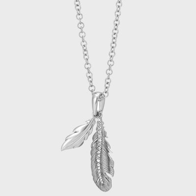 Silver Crystal Feather Necklace
