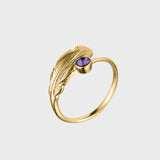 Adjustable Crystal Feather Birthstone Ring - December