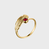 Adjustable Crystal Feather Birthstone Ring - January