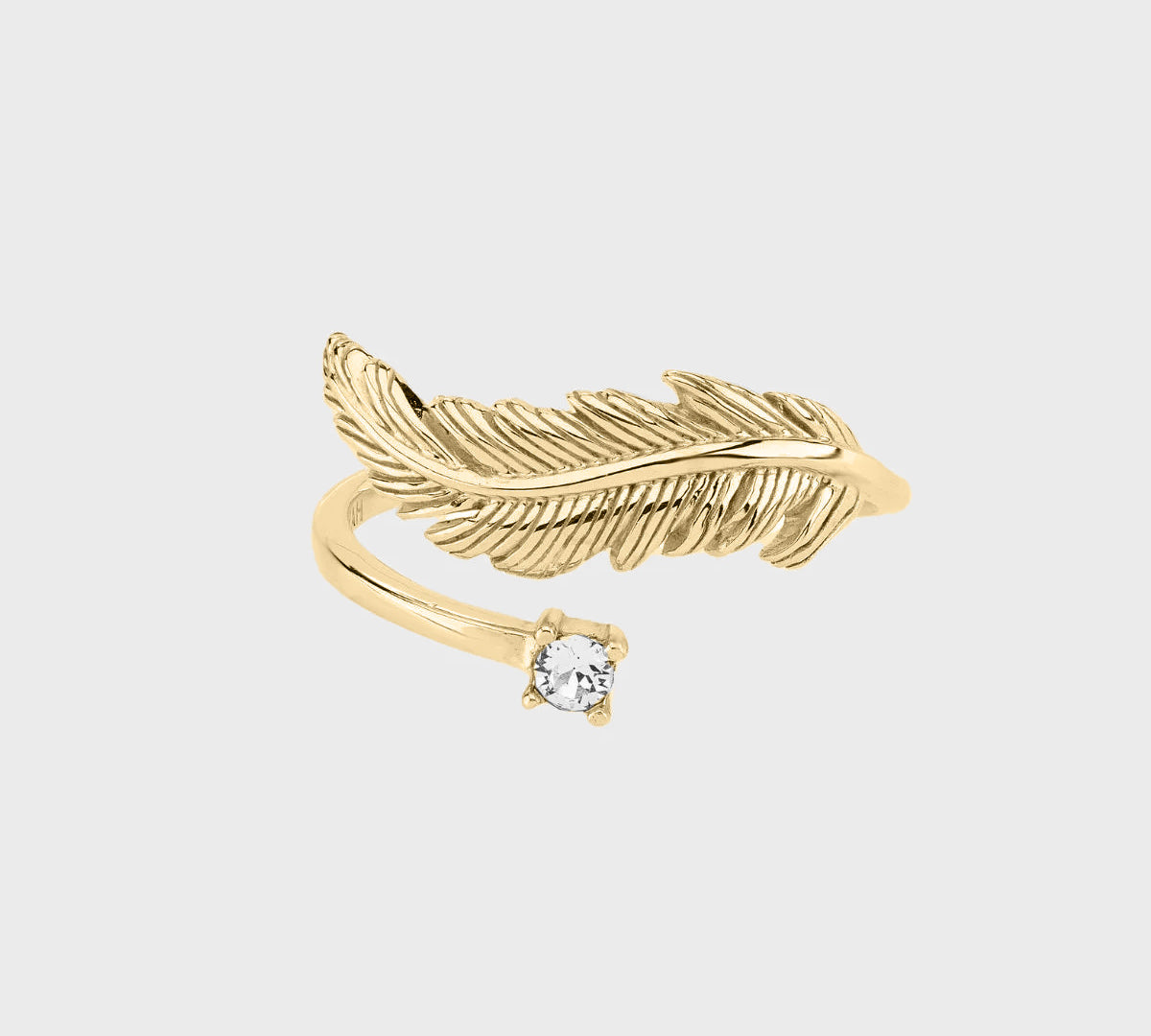 Adjustable Crystal Spirit Feather Ring