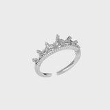 Adjustable Silver & Diamond Set Crown Ring