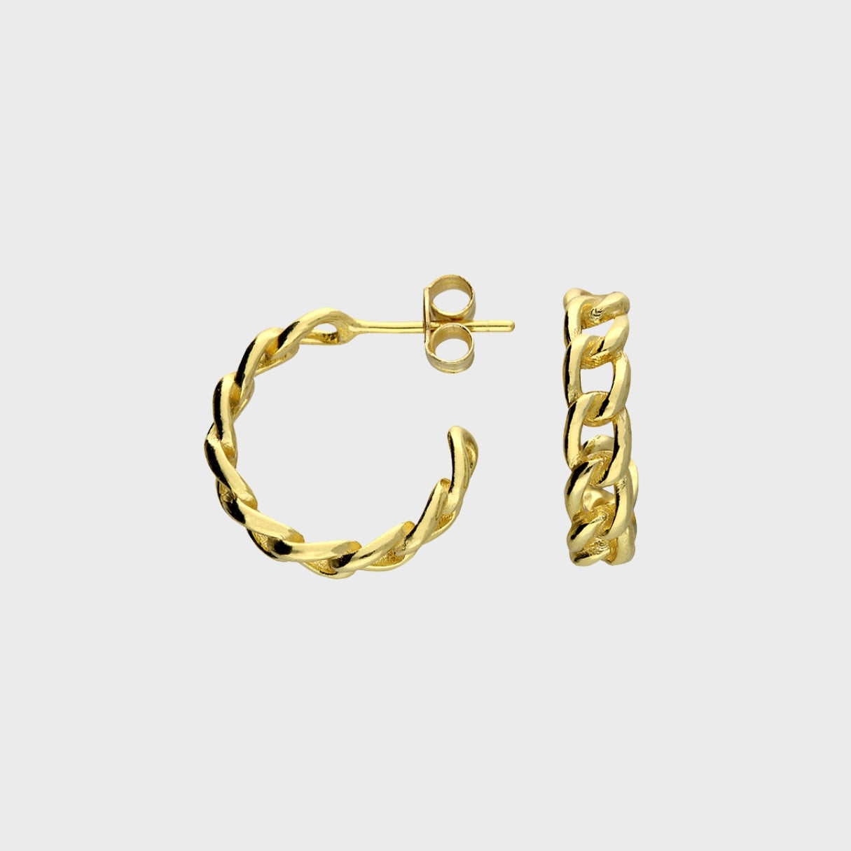 Curb Chain Stud Hoop Earrings