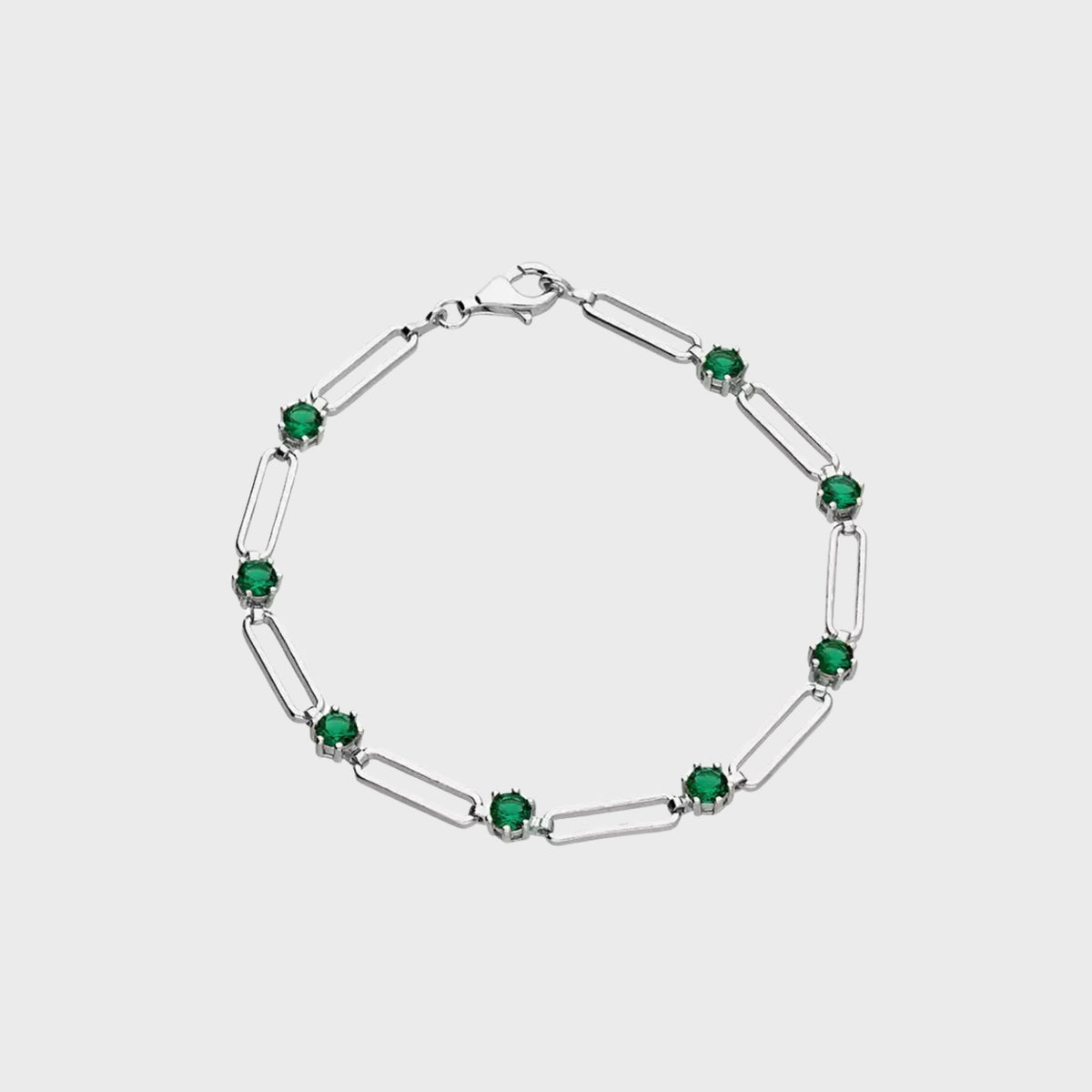 Emerald Paperclip Chain Bracelet