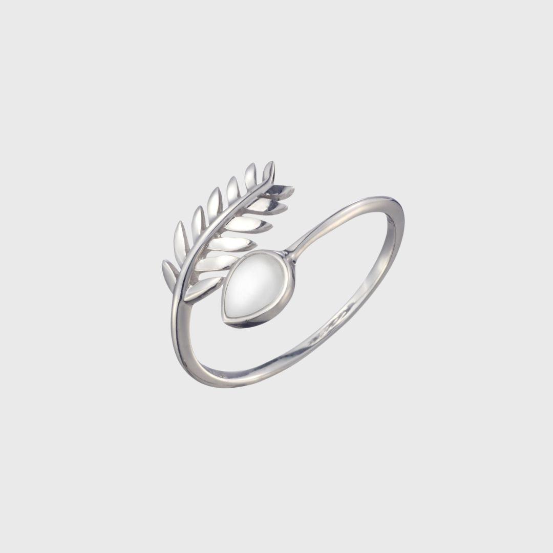 Adjustable Silver & Crystal Leaf Birthstone Ring - June