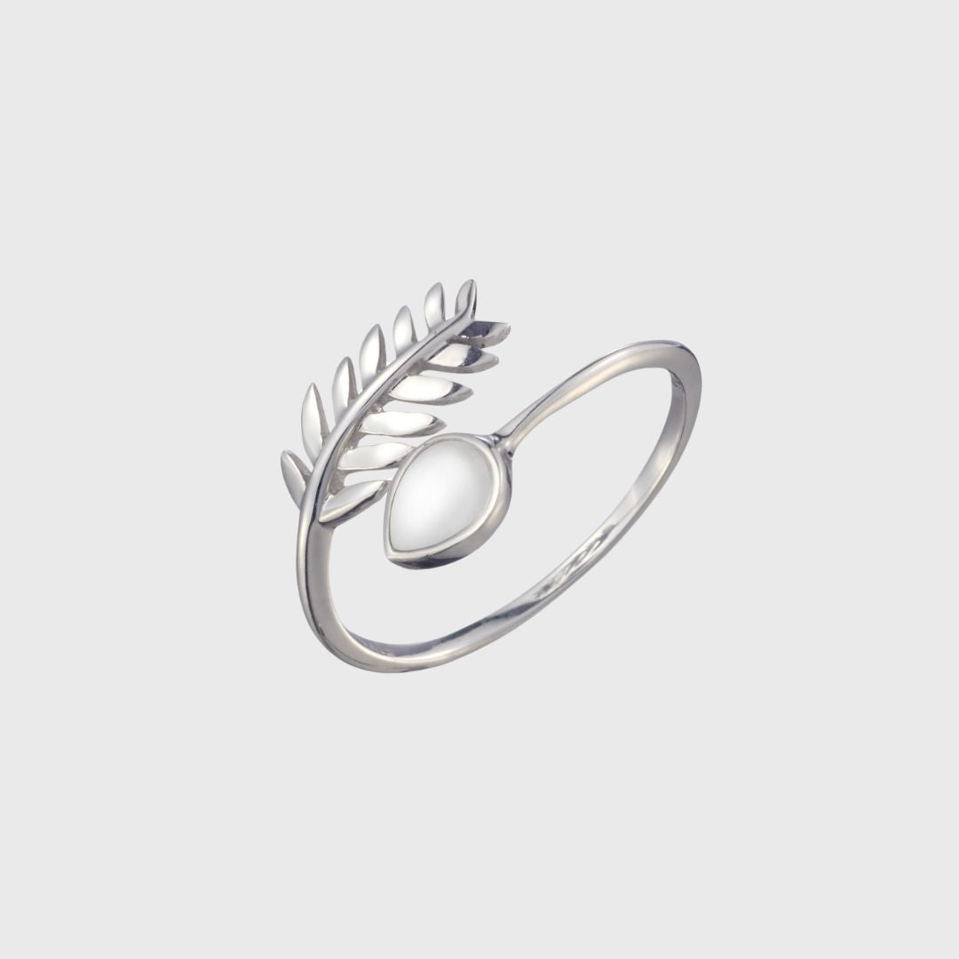 Adjustable & Crystal Leaf Birthstone Ring June