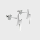 Silver Lightning Bolt Stud Earrings