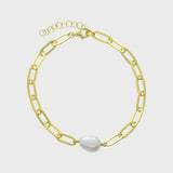 Paperclip Freshwater Pearl Bracelet