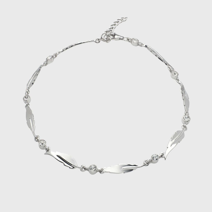 Silver Gemstone Multi-Feather Anklet