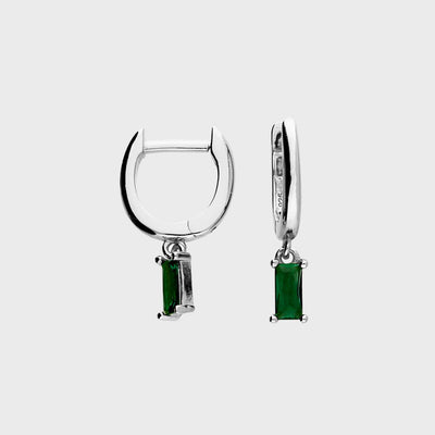 Emerald Horseshoe Huggie Earrings