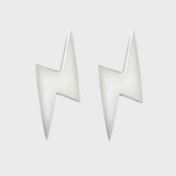 Silver Lightning Bolt Stud Earrings