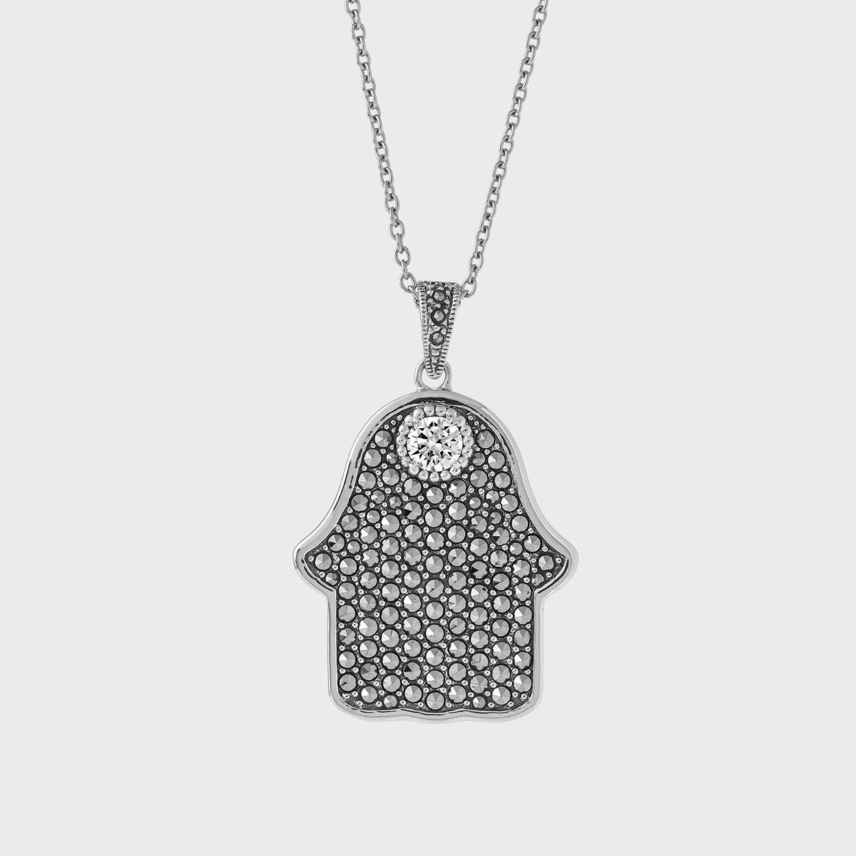 & Marcasite Hamsa Hand Necklace