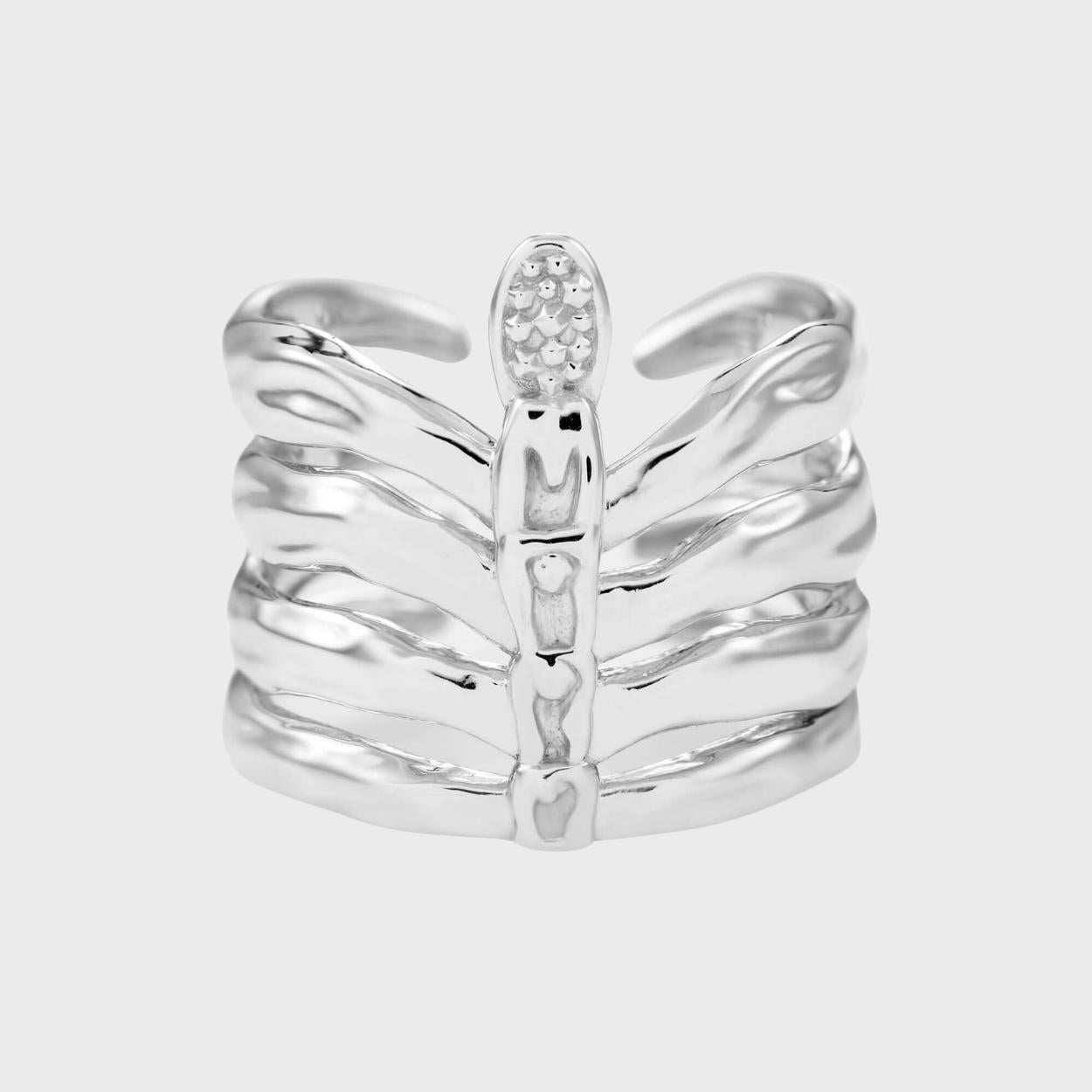 Silver Rib Cage Ring - Adjustable Size Ring | FIYAH
