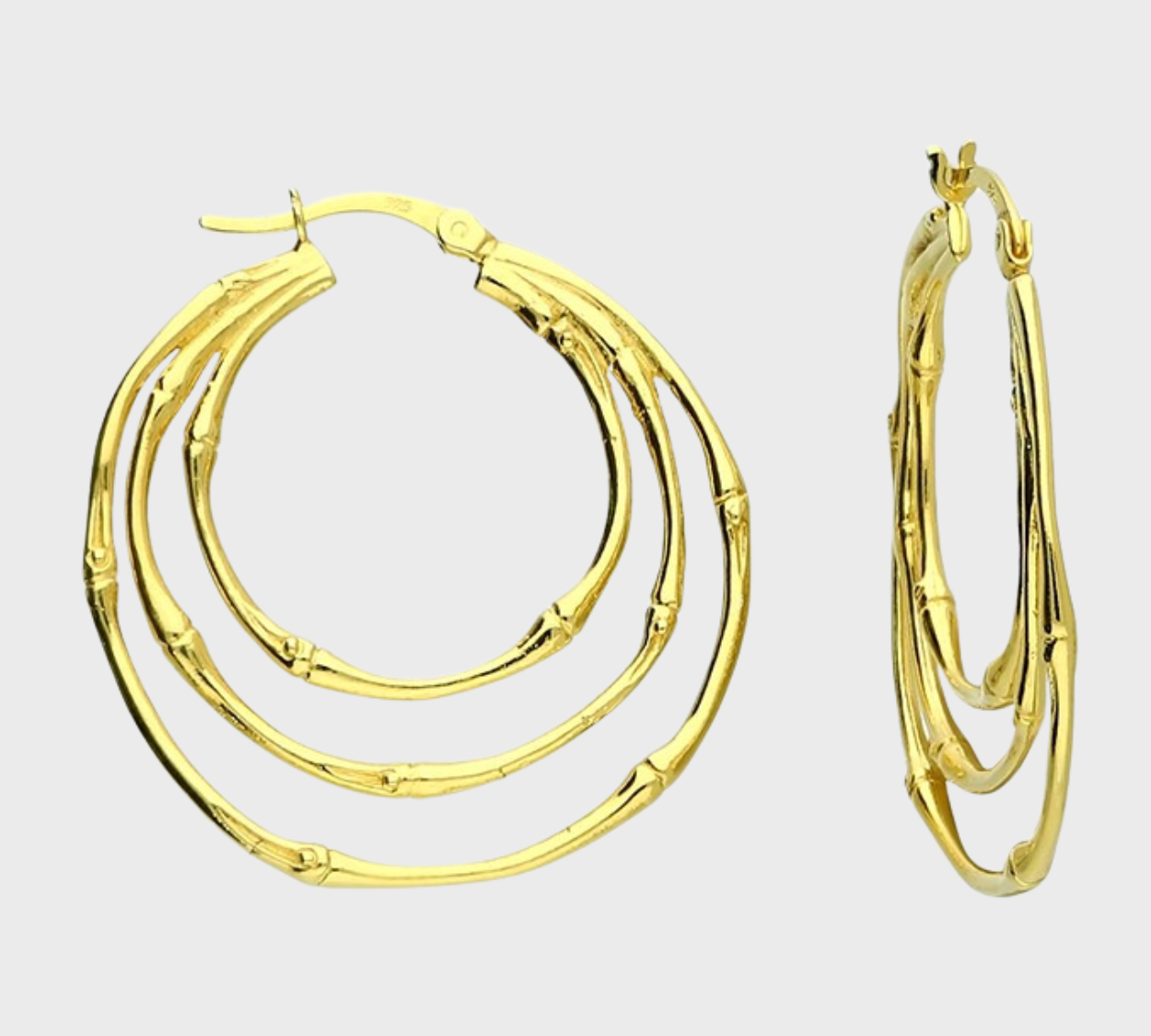 Triple Bamboo Hoop Earrings