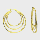 Triple Bamboo Hoop Earrings