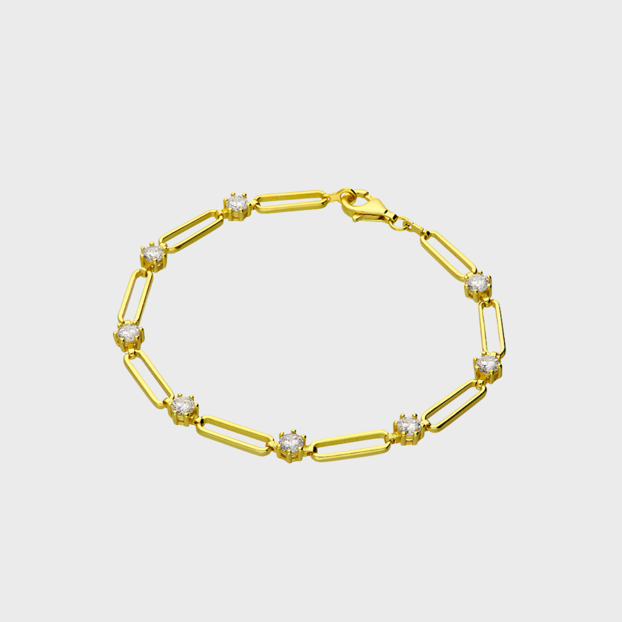 Cubic Zirconia Paperclip Chain Bracelet