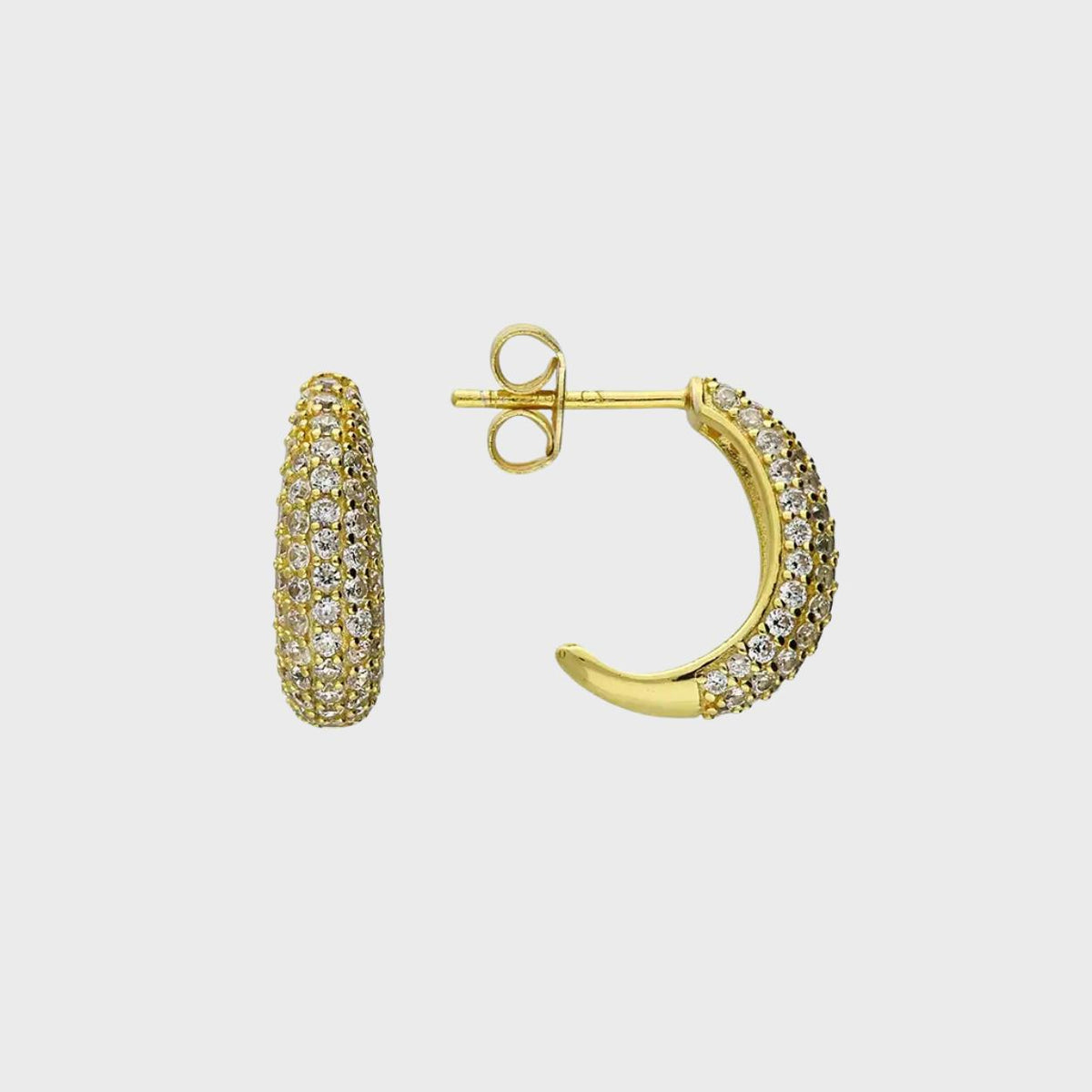 Tapered Crystal J Hoop Stud Earrings