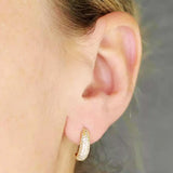 Tapered Crystal J-Hoop Stud Earrings