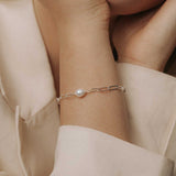 Paperclip Freshwater Pearl Bracelet