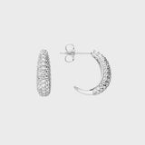 Tapered Crystal J-Hoop Stud Earrings