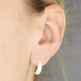 Tapered Crystal J-Hoop Stud Earrings