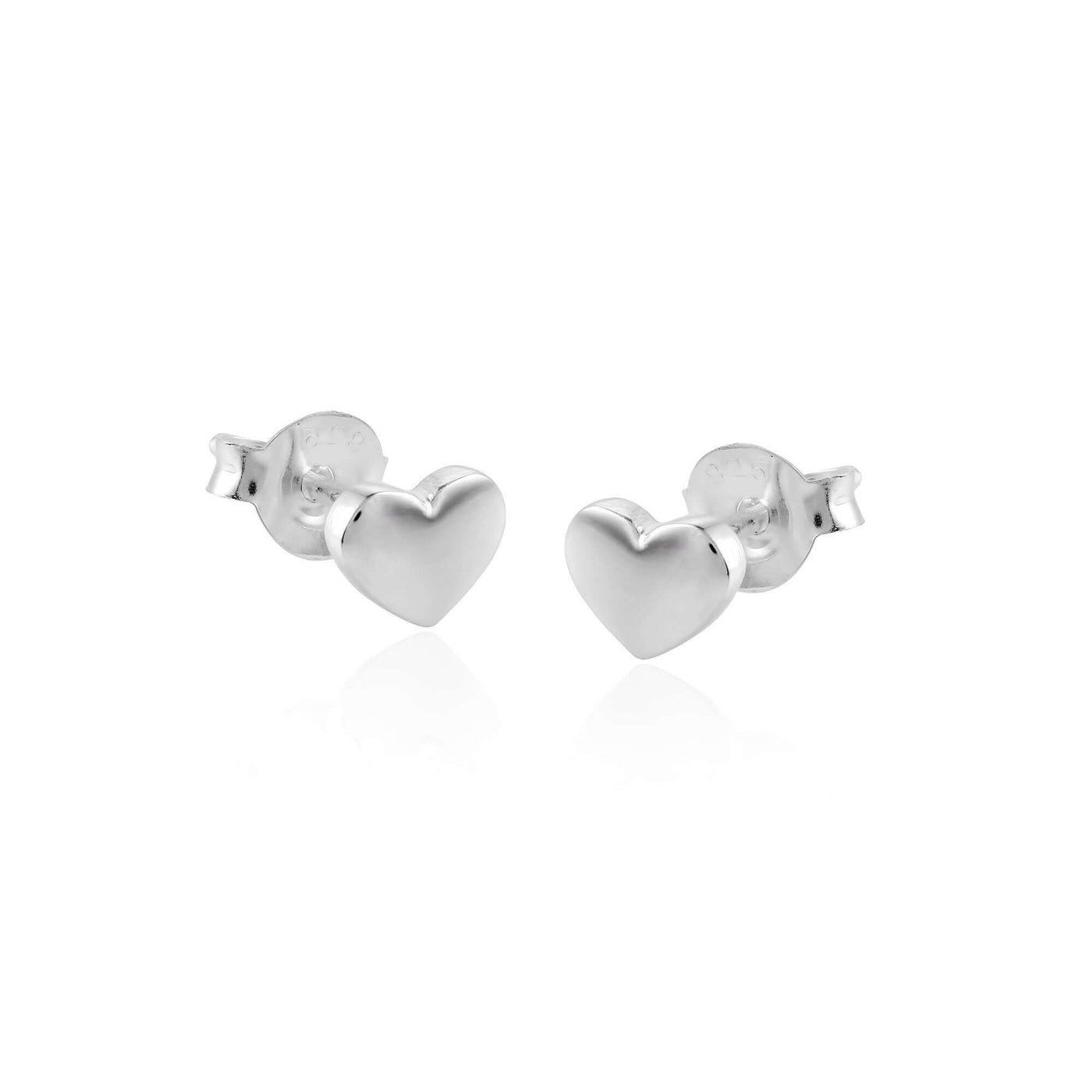 Silver Full Heart Stud Earrings