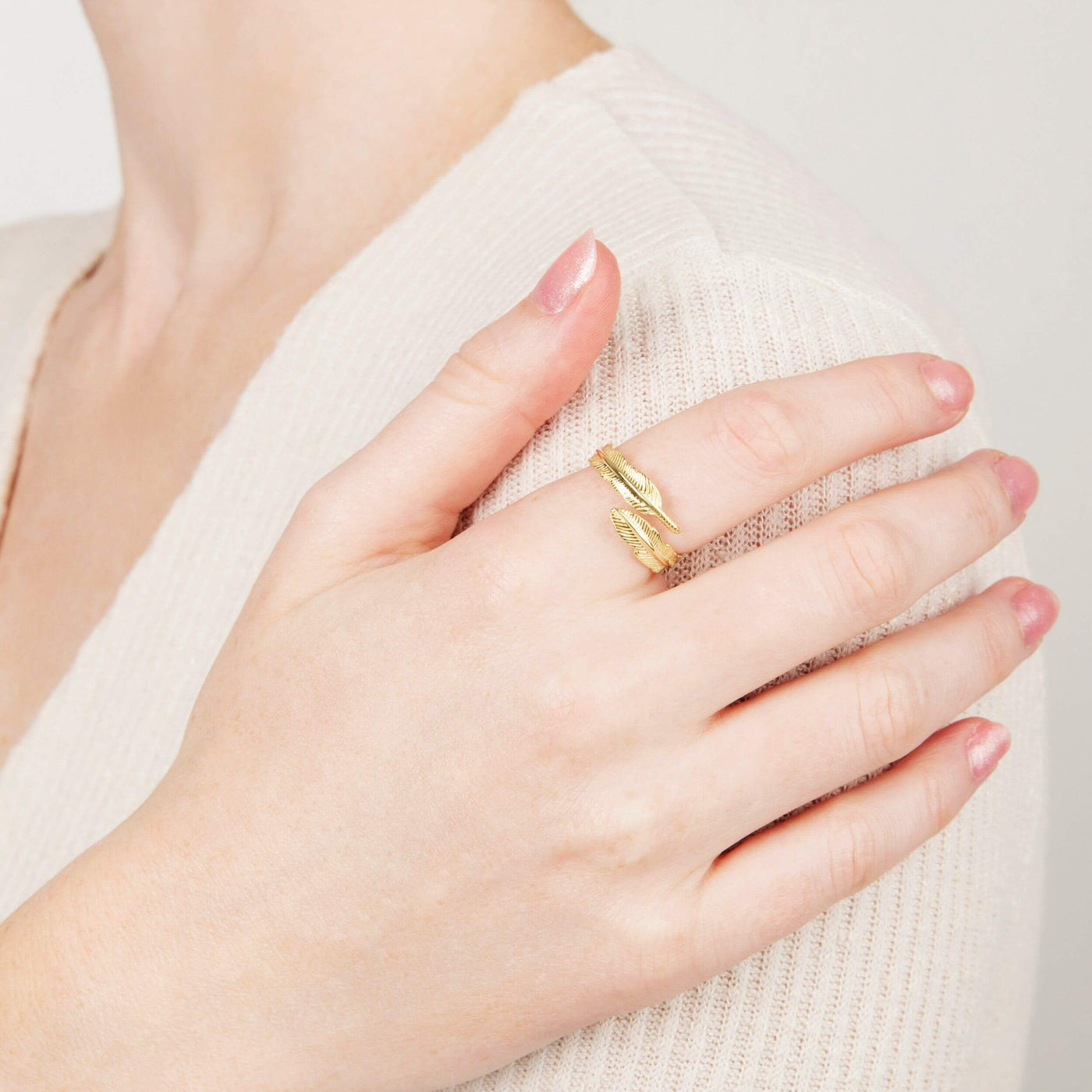 9ct Yellow Gold Adjustable Plume Ring