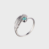 Adjustable Crystal Feather Birthstone Ring - March