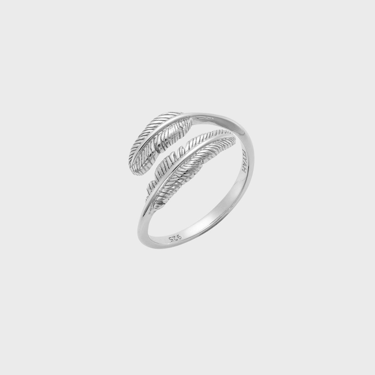 Adjustable Silver Protection Feather Ring