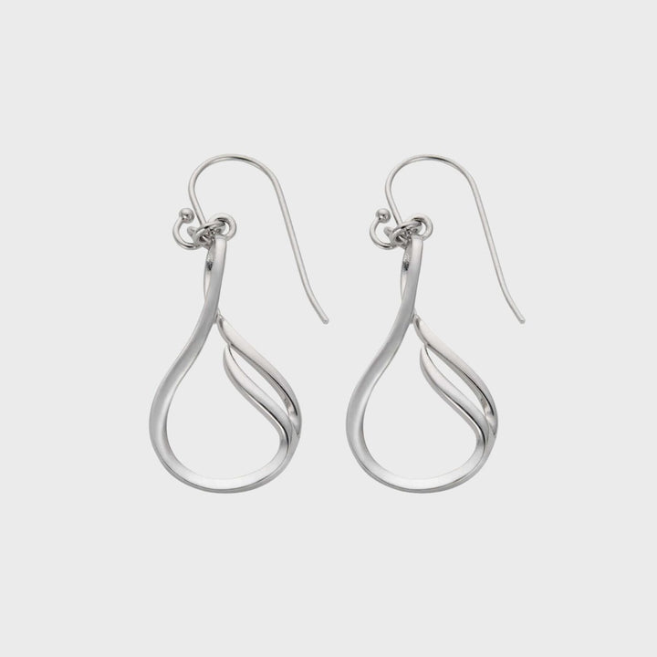 Silver Flame Drop Earrings