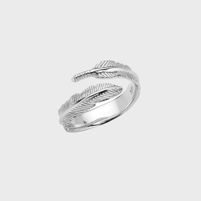 9ct White Gold Adjustable Plume Ring