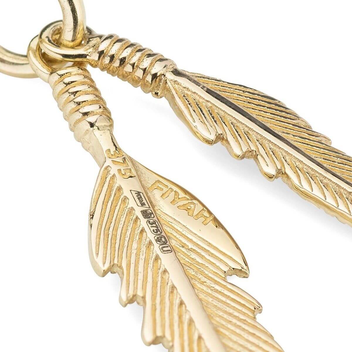 9ct Yellow Gold Feather Pendant - Feather Necklace | FIYAH