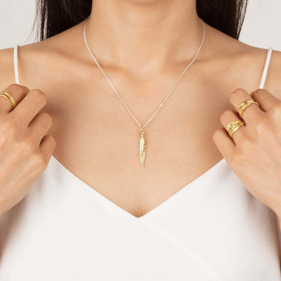 9ct Gold Dual Plume Necklace