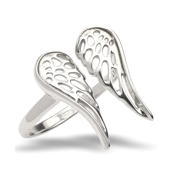 Adjustable Silver Angel Ring