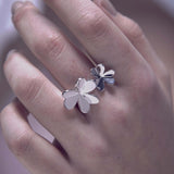 Adjustable Silver Shamrock Ring