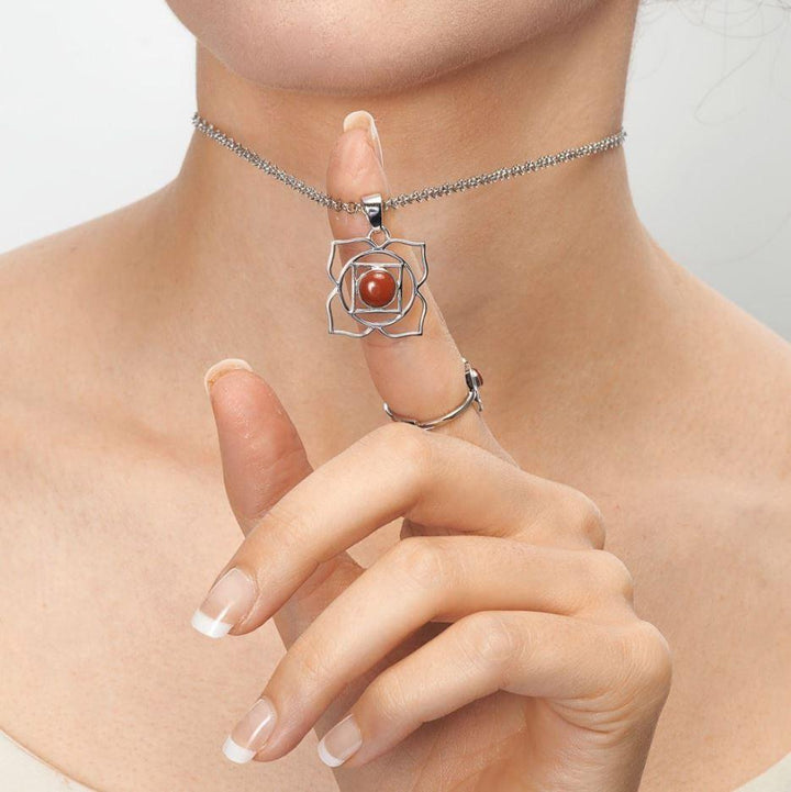 Silver & Red Jasper Root Chakra Necklace