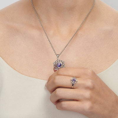 Silver & Amethyst Crown Chakra Necklace